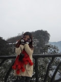张家界美女与天门山雪景图片
